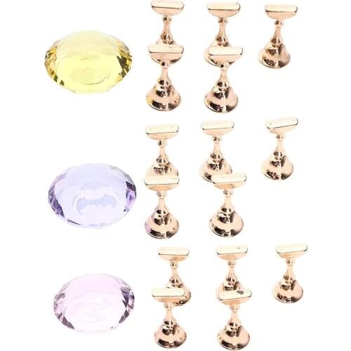 5x Magnet Nail Tips Stand Holder Crystal Base for Salon Nail Art Display DIY