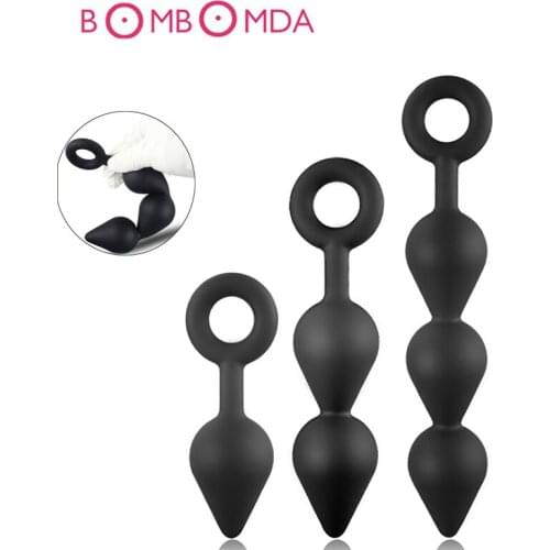 Anal Beads with Pull Ring Erotic G-spot Silicone Dildo Butt Plug Sex Toys for Women Men Prostate Massage Anal Plug Adult Product