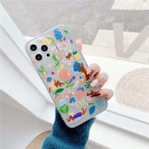 Retro kawaii Cherry flower park girls japanese Phone Case For iPhone 12 11 Pro Max Xr Xs Max 7 8 Plus 7Plus case Cute Soft Cover