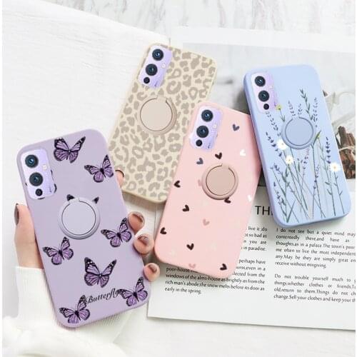For OnePlus 9 Pro Case Flowers Silicone Cover For OnePlus9Pro OnePlus9 One Plus 9 Pro 1+9 1+9Pro Magnetic Ring Holder Bumper