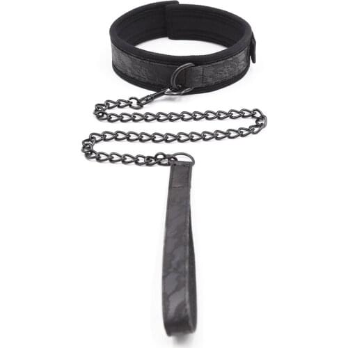 Black Lace Neck Collar Bondage Sexy Leather Set Restraint with Leash Fetish Dog Slave SM Binding Flirt Adult Sex Toys BDSM
