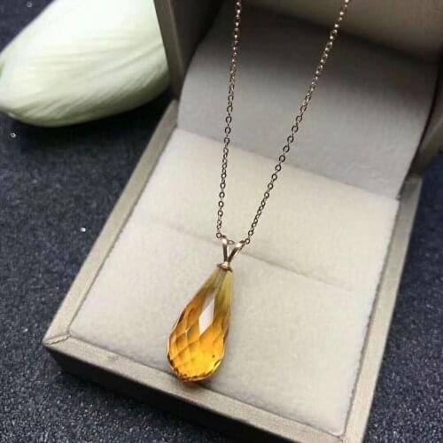 Shilovem 18k yellow gold citrine pendants fine Jewelry women party new classic plant Christmas gift new mymz102001agj