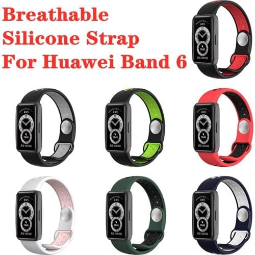 Breathable Strap For Huawei Band 6 Silicone Replacement Accessories Smart Watch Belt Bracelet For Huawei Band6 Band 6 Wristband