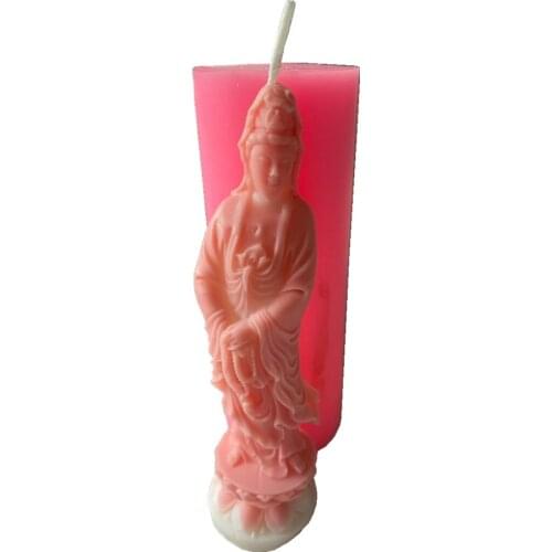 Buddha Avalokitesvara Candle Mold Silicone Molds for Candle Wax Aroma Gypsum Plaster Mould Ceramic Resin Clay Crafts Molds