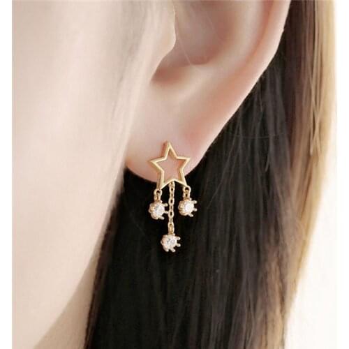 GorGor Drop Earrings Women 925 Sterling Five-pointed Star Tassel Zircon Gold Plated Exquisite Engagement Jewelry 60200511404