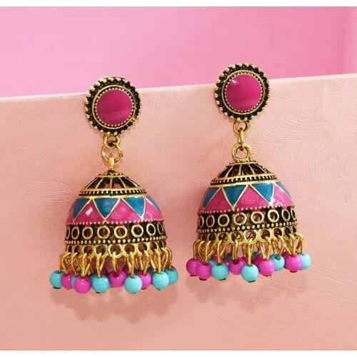 Vintage Gold Ethnic Gypsy Indian Jhumka Earrings For Women Boho Jewelry Bells Tassel Statement Earrings Party African Tribal
