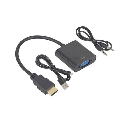 HDMI-compatible TO VGA Adapter Cable Male To Famale Converter 1080P VGA Jack 3.5 AUX Cable USB Power For PC Laptop projector TV