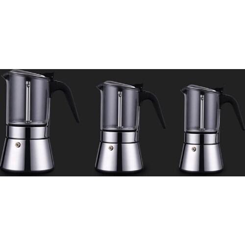 Moka Pot-Espresso Maker, Glass & Stainless Steel Moka Pot,Stove Top Espresso Shot Maker for Strong Coffee Maker