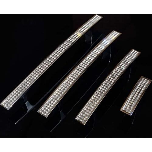 160mm fashion deluxe rhinestone wardrobe kitchen cabinet door handles silver glass crystal bookcase drawer knobs pulls 128mm 5"