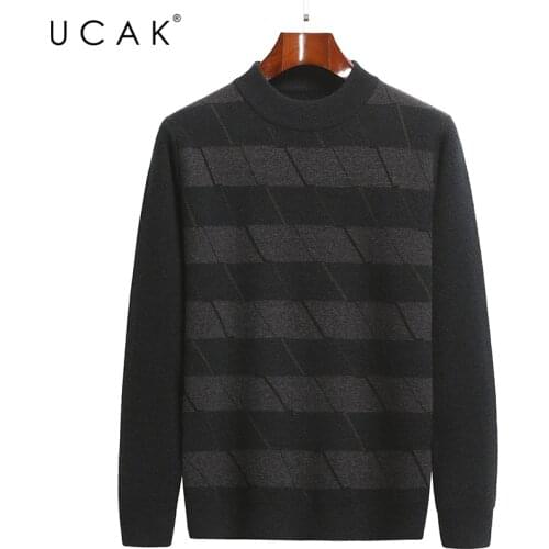 UCAK Brand Classic Casual Sweaters Men Clothing O-Neck Striped Streetwear Sweater Pull Homme Autumn Winter Thick Pullover U1278