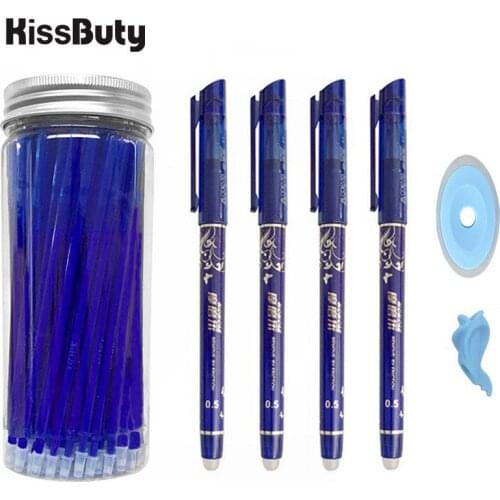 106Pcs/Set 0.5mm Erasable Gel Pen Refill Rod Black/Blue Ink Washable Handle Magic Erasable Pens Set For School Writing Tools