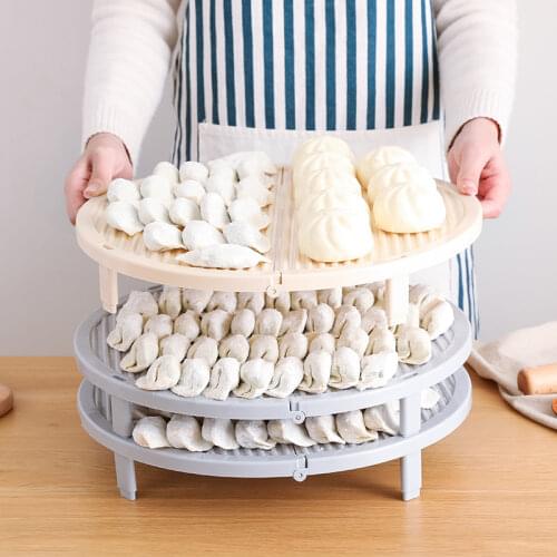 New portable kitchen tray rack folding dough ball tray dumplings curtain cover kitchen storage drying tableware WJ10