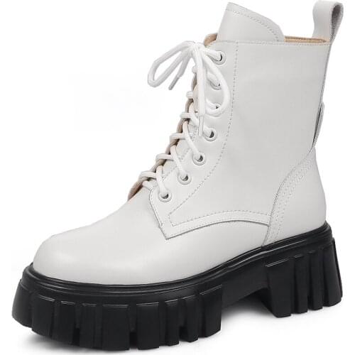 Autumn Winter Ankle Martin Boot Elegant Women Platform Footwear Short Plush Shoes Boot Women Fashion New Trend Round Toe A163