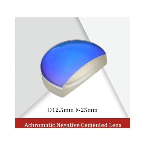 Negative Cemented Achromatic Lens with Diameter of 12.5mm and Focal Length of -25mm, Anti-reflection Coating, Color Correction