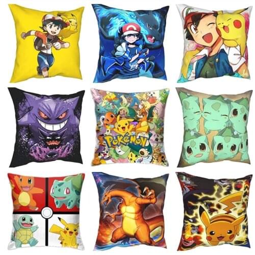 Pokemon Pikachu Pillow Cover Plush Toys Decorative Cartoon Pattern Pillowcase Car Bed Room Pillow Case Home Decor 45*45CM