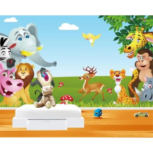 Beibehang Custom Wallpaper Silk cloth children Room wall covering Wall paper Animal Childrens Background Wall kid 3d Wallpaper