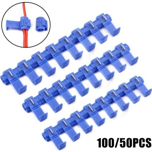100/50Pcs Electrical Cable Connectors Fast Quick Splice Lock Wire Terminals Crimp Scotchlocks Snap-On Connector For Car
