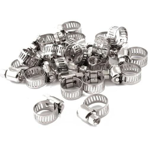 Adjustable 8-12mm Range Worm Gear Hose Clamps 20PCS Silver Tone