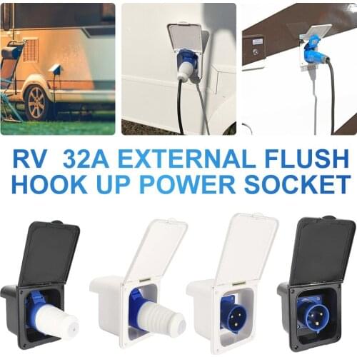 2021 NEW RV 220V-240V 32A External Flush Hook Up Power Socket Plug with Waterproof Cover for RV Camper Motorhome Trailer Caravan