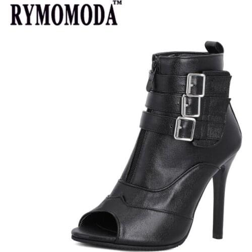 RYMOMODA Women Boots 2021 Female Gladiator 11cm Super High Heels Ankle Boots Open Toe Shoes Plus Size Women Shoes 44 45 46 47 48