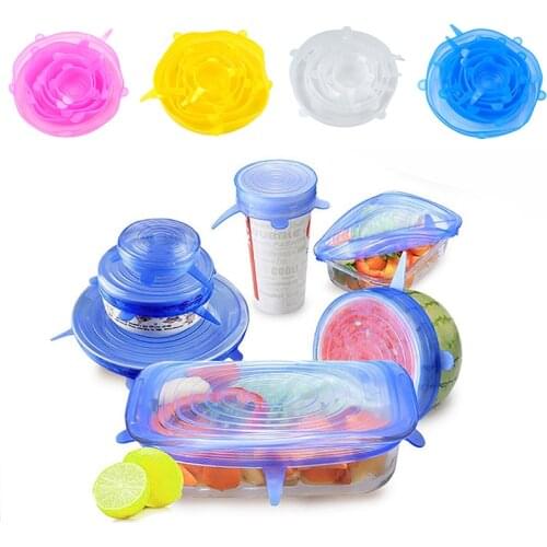 Silicone Elastic Suction Cup Cover Kitchen Food Container Covers Transparent Durable Cup Covers Household Kitchen Tools