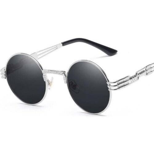 Gothic Steampunk Round Sunglasses Men Women Alloy Eyeglasses Circle Shape Brand Designer Sun Glasses Mirror High Quality UV400