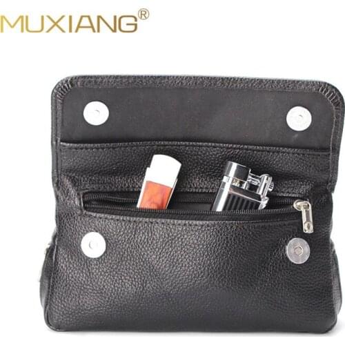 RU-2 Smoking Pipe Black Litchi Bag Soft PU Leather Bag Portable Mens Tobacco Pipe Smoke and Tool Accessories Storage Bag fc0014