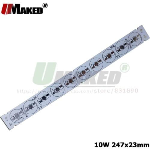 10W 247x23mm LED PCB 1/3/5W High Power LED Aluminun Plate Installed Base heatsink Bar Strip PCB For Bulb Aquarium Light Lamp DIY