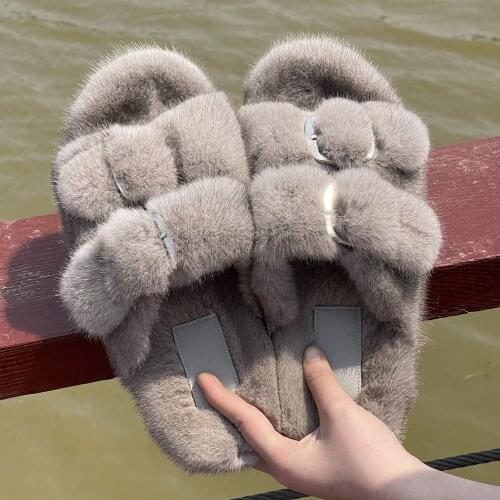 100% real Mink fur slippers woman fur rainbow slippers shoes cute fur flip flops women travel fur shoes L-077