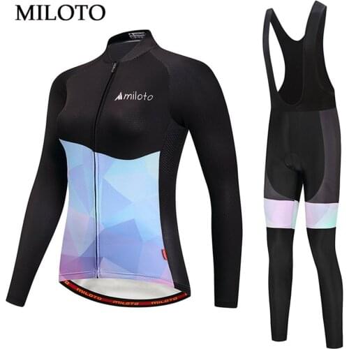Miloto Long Sleeve Cycling Jersey Women cycling clothing maillot ciclismo roupa ciclismo Pad Bib Pants Cycling set