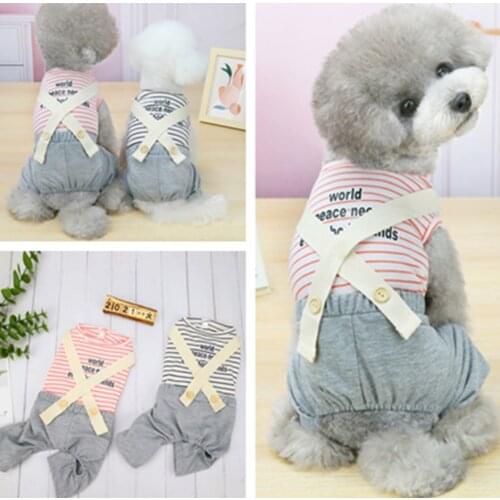 Spring summer dog clothing stripe pet dog coat small dog Chihuahua Pug poodle peace Jumpsuit
