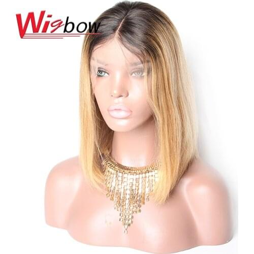 Wigbow OneCut Hair Brazilian Straight 1B/27 Ombre Color 13*6 Lace Front Human Hair Wigs Hairline With Baby Hair Remy Hair Wigs