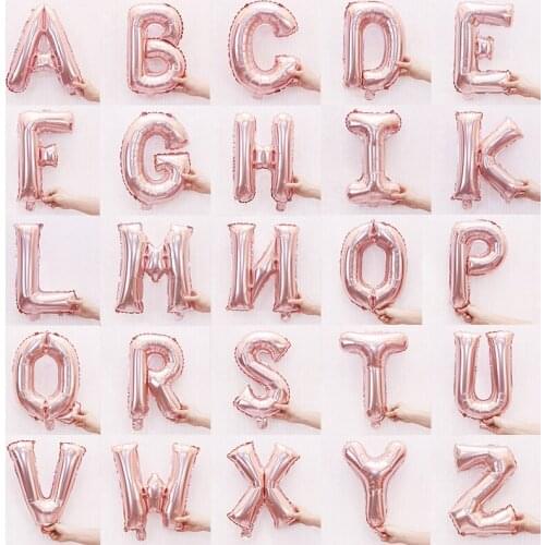 Rose Gold Letter Foil Balloons for Happy Birthday Anniversary Party Decorations Kids Air Balloon Baby Shower Alphabet Balloons