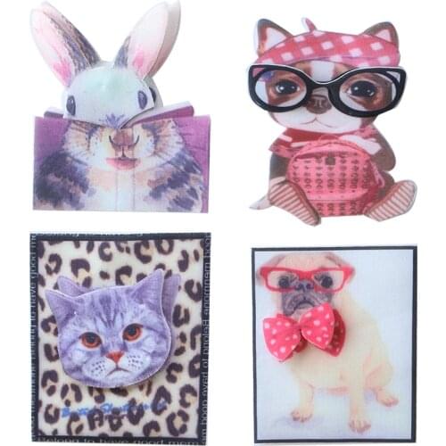High end 3D Digital printing patch dog cat icon Embroidered Applique Patches For kawaii clothes DIY Iron on Badges on a backpack