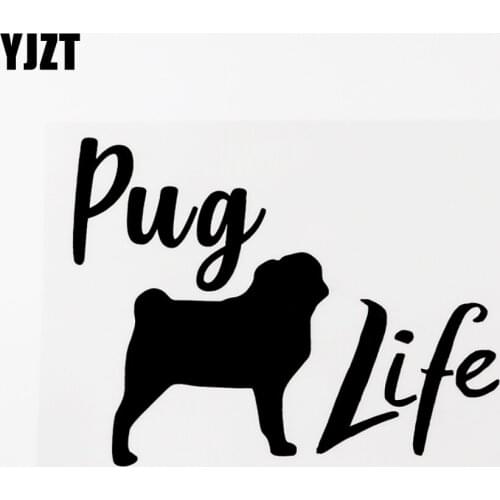 YJZT 15CM×11.9CM Fashion Animal Car-styling Pug Life Vinyl Car Sticker Decal Black/Silver 8C-0597
