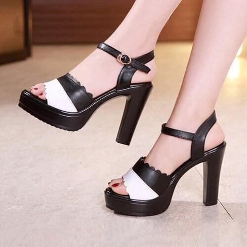 Model cheongsam show sandals female 2019 summer thick with thick platform waterproof high-heeled color fish mouth sandals