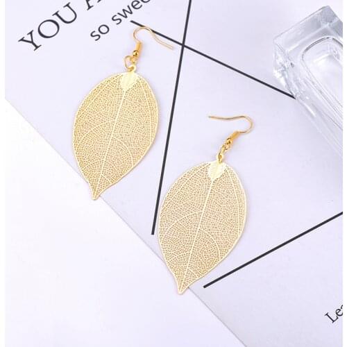 Fashion Leaf Drop Dangle Earrings for Women Boho Long Vintage Hollow Earings Fashion Jewelry Pendientes Moda Para Las Mujeres