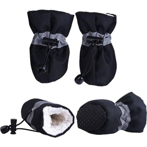Winter Dog Shoes Warm Boots Paw Protector Soft Soled Dog Cat Skidproof Sneaker Comfortable With Reflective Strap Small Pet Shoes