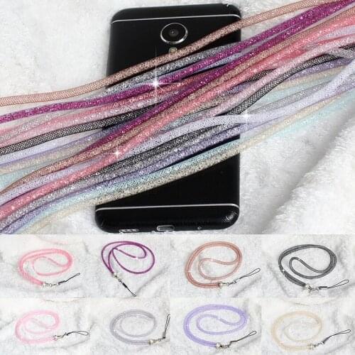 1Pcs Honey Universal crystal Bling Strap Long Luxury neck lanyard cell phone mobile telephone belt hang chain key ID PASS card