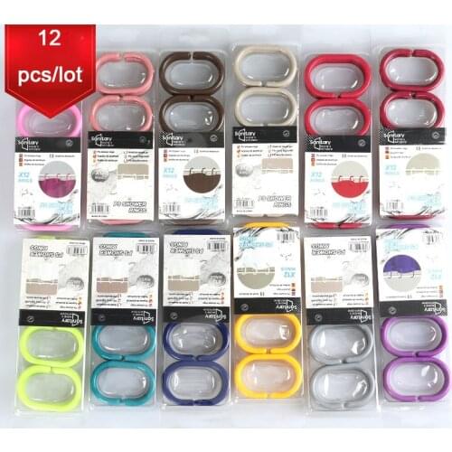 12pcs/Set Plastic C Shape Bath Drape Shower Ring Loop Bendable Bathroom Curtain Hooks