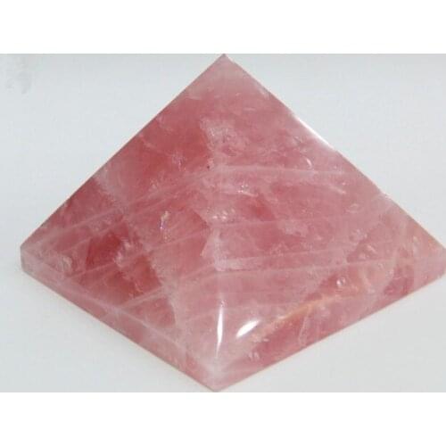 2019 hot pink crystal Rosequartz rock Engraved 28-35mm Pyramid Carved Stone Chakra Stones Healing Reiki Free shipping