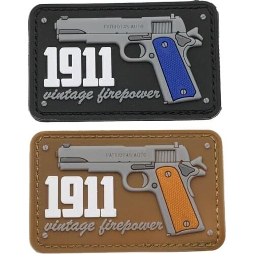 3D Epoxy Patch 1911 Tactical PVC Military Weapons Fighting Stripe Gun Bicycle Man Hook Suitable For Military Backpack Armband