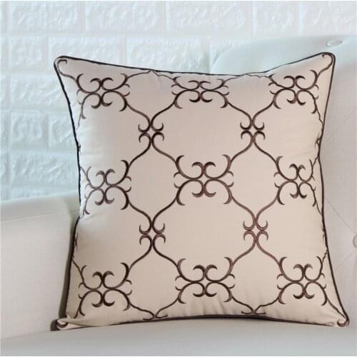 45X45cm retro brown embroidered cushion cover pillowcase decorative cotton lumbar pillow cover chair backrest pillowcase