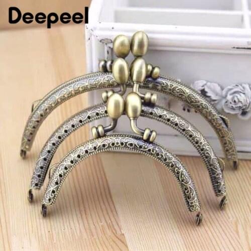 Deepeel5pcs12.5cm Antique Brass Bud Head Metal Purse Frame Kiss Clasp Handle DIY Bag Clutch Accessory Tailor Sewing Craft AP2344