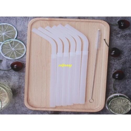 50sets/lot 1*22cm 6pcs Reusable Transparent Drinking Straw Silicone Straws + 1 pcs Cleaner Brush Set for Party supply