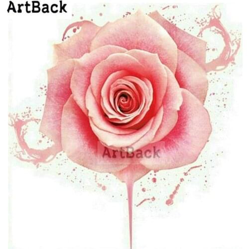 5d diy diamond painting cross stitch pink rose full square / round drill 3d crystal mosaic stick diamond embroidered flowers