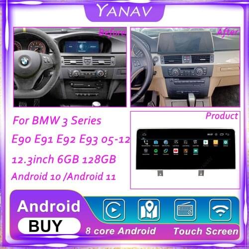 Android 11 12.3" Car GPS Navi Radio For BMW 3 Series E90 E91 E92 E93 2005-2012 RAM IPS DSP 128G Touch Screen Video WIFI Carplay