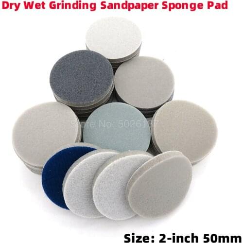 1PCs 2-Inch 50MM Back Velvet Sponge Disc Sandpaper Polishing Sheet Dry Wet Abrasive Grinding Self-adhesive Brushed Water Sanding