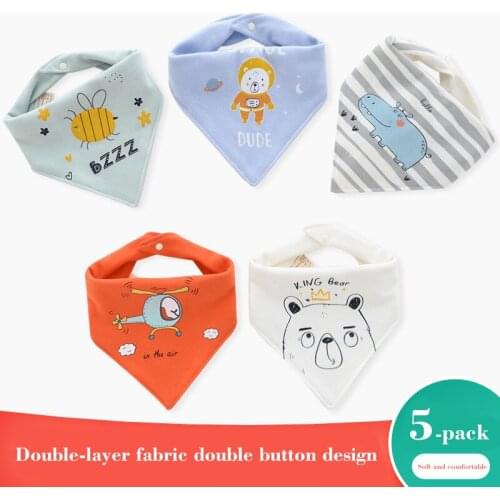 5 Pieces Of Baby Bibs Suit Cotton Snoring Boy Girl Cute Cartoon Triangle Bib A Variety Of Soft Absorbent Newborn Baby Supplies