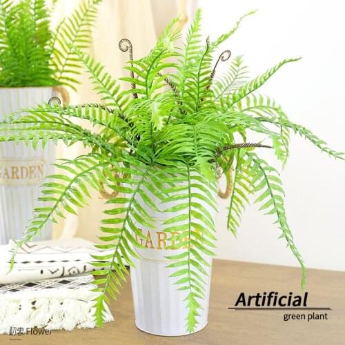 Artificial Plants Plastic Persian Fern Grass Green Leaves Simulation Fake Flower Wedding Home Garden Decor Table Decoration
